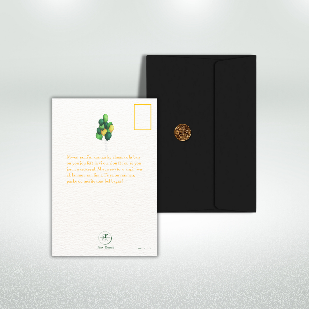 Bòn Fèt Postcard Style Greeting Card