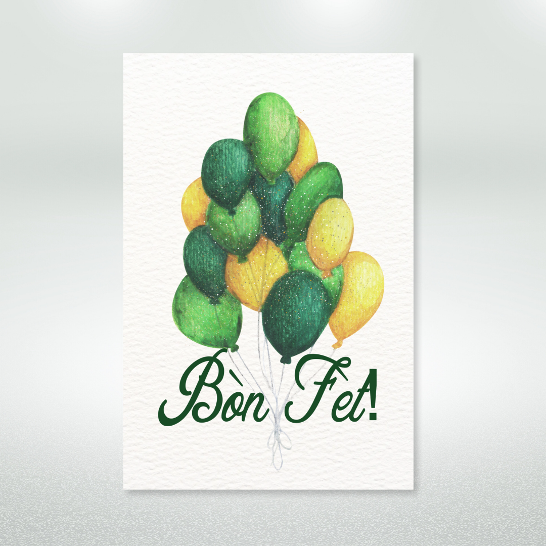 Bòn Fèt Postcard Style Greeting Card