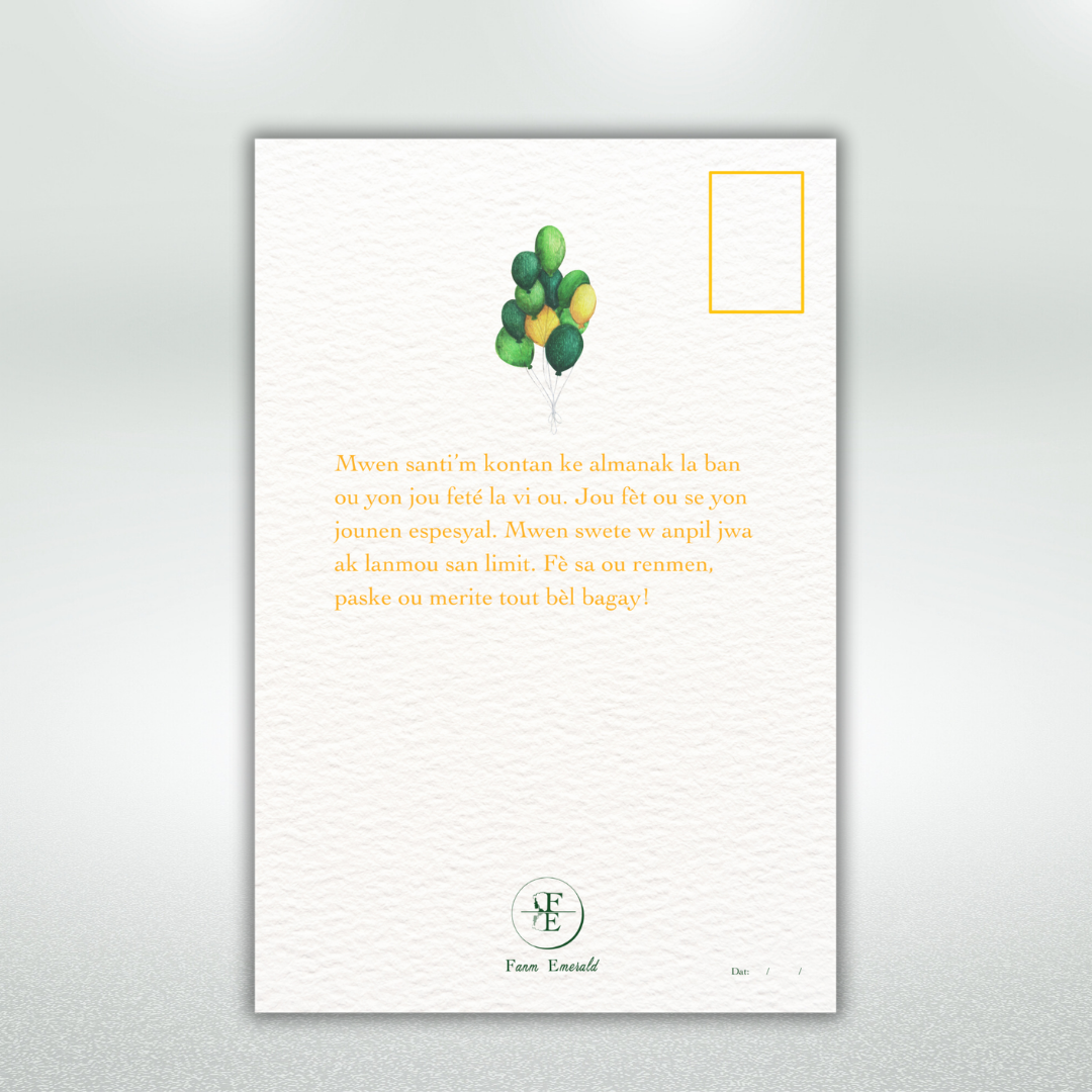 Bòn Fèt Postcard Style Greeting Card