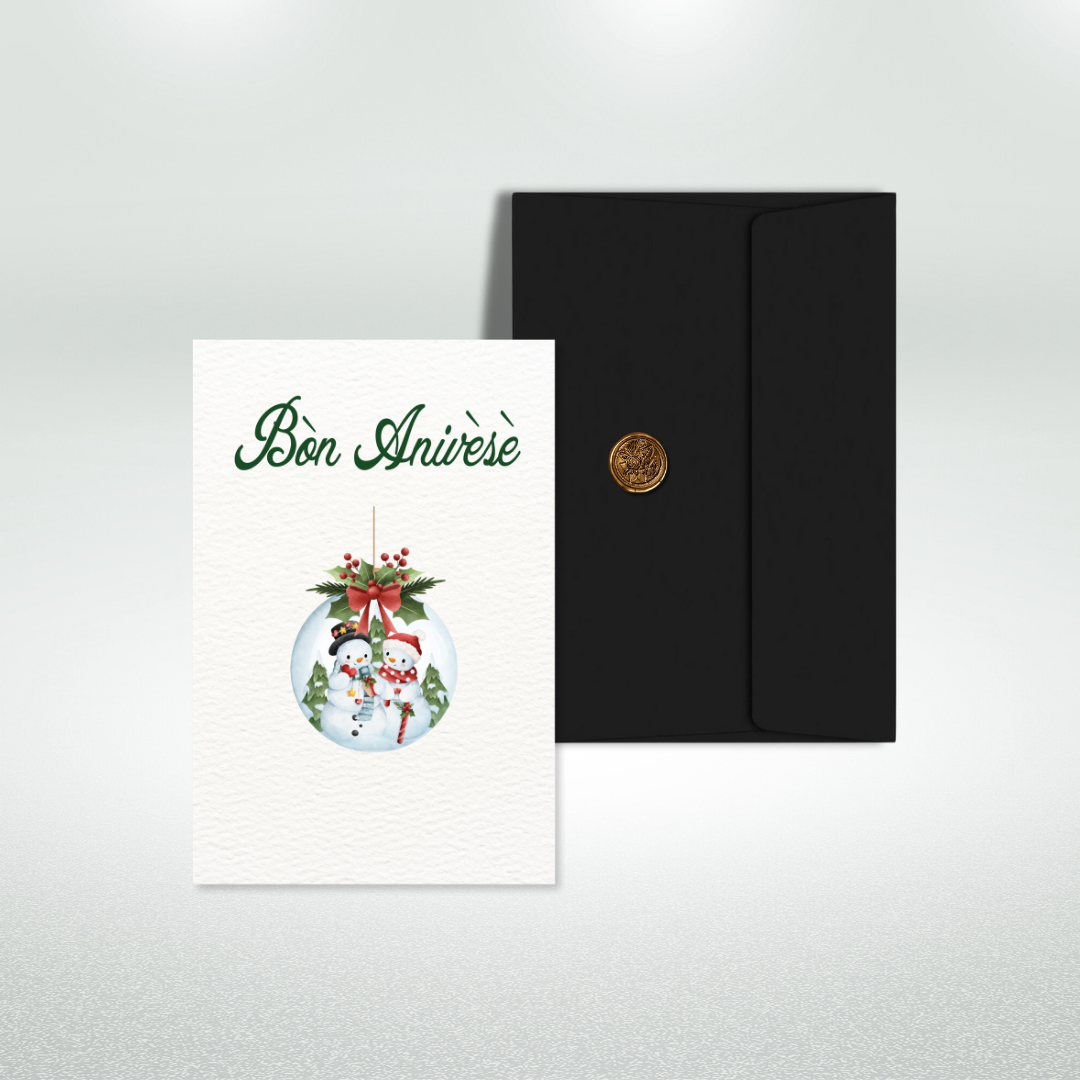 Bòn Anivèsè Postcard Style Greeting Card