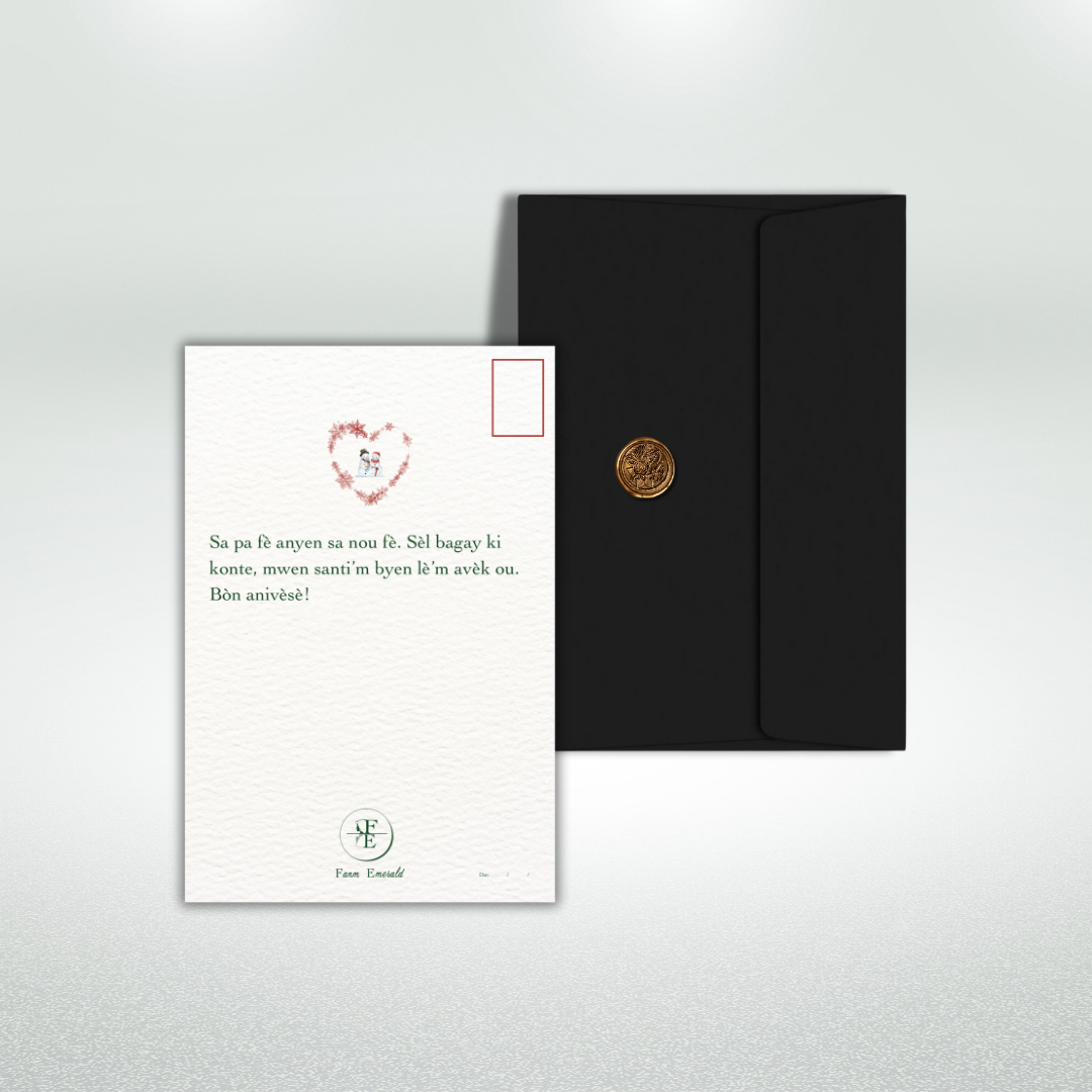 Bòn Anivèsè Postcard Style Greeting Card