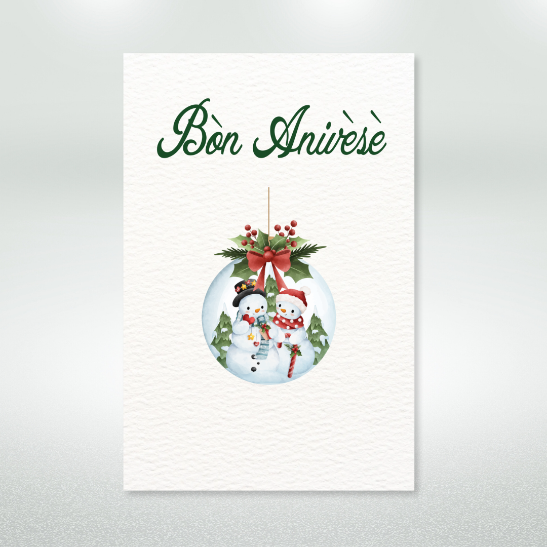 Bòn Anivèsè Postcard Style Greeting Card