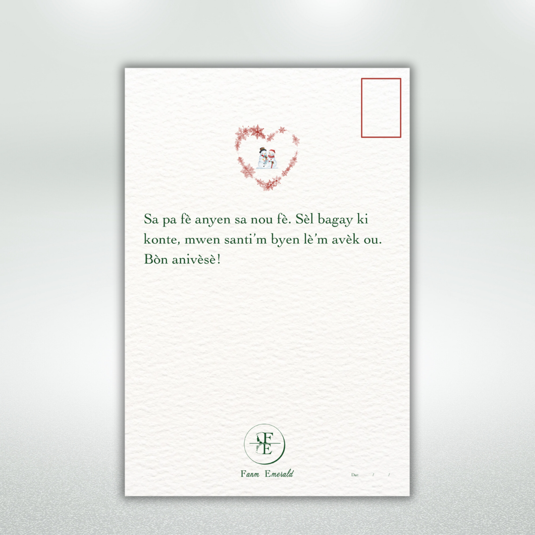 Bòn Anivèsè Postcard Style Greeting Card