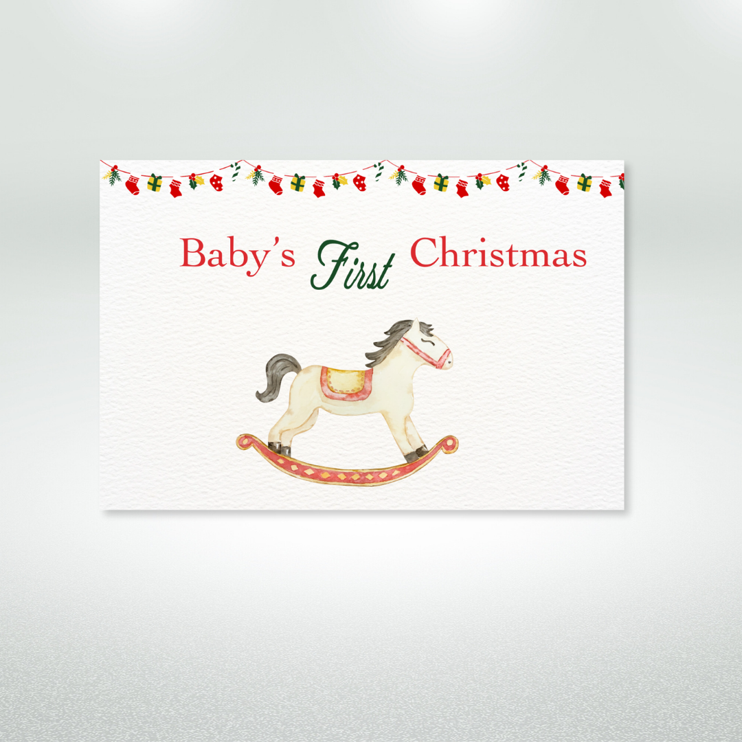 Baby's First Christmas Postcard Style Greeting Card