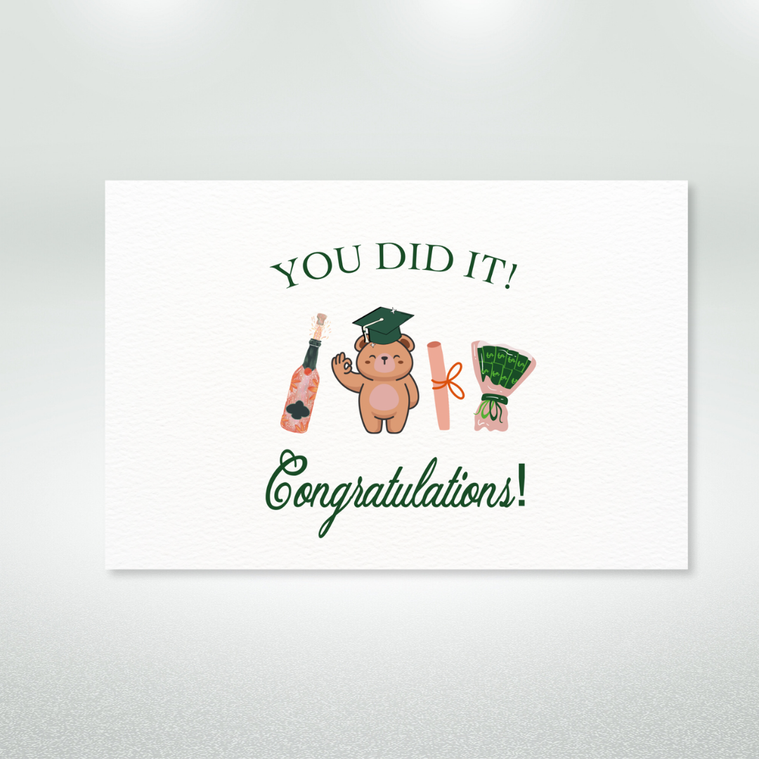 You Did It! Graduation Postcard Style Greeting Card