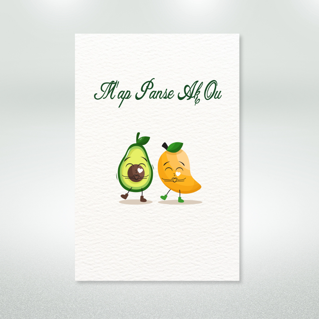M’ap Panse Ak Ou Postcard Style Greeting Card