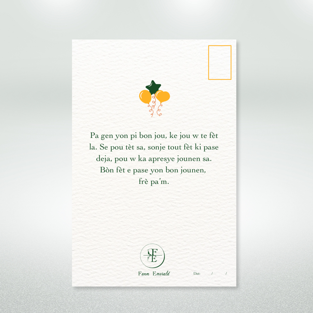 Bòn Fèt Frè’m Postcard Style Greeting Card for Brother