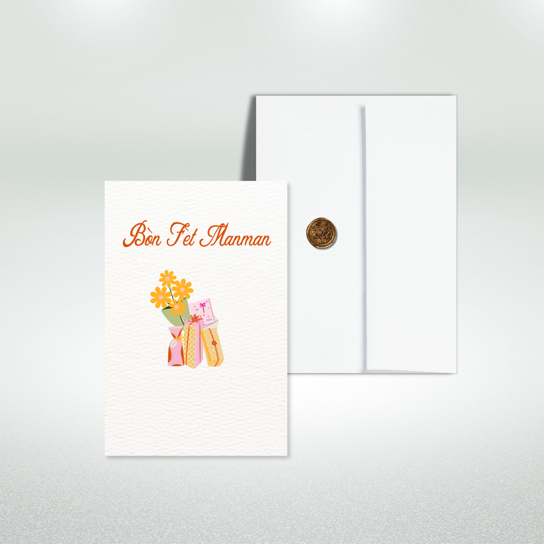 Bòn Fèt Manman Postcard Style Greeting Card for Mom