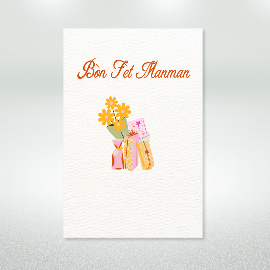 Bòn Fèt Manman Postcard Style Greeting Card for Mom