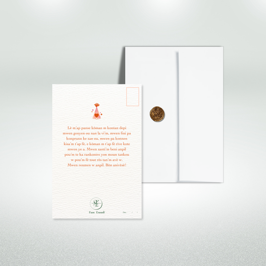 Bòn Anivèsè Postcard Style Greeting Card