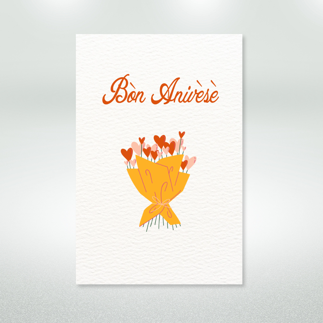Bòn Anivèsè Postcard Style Greeting Card