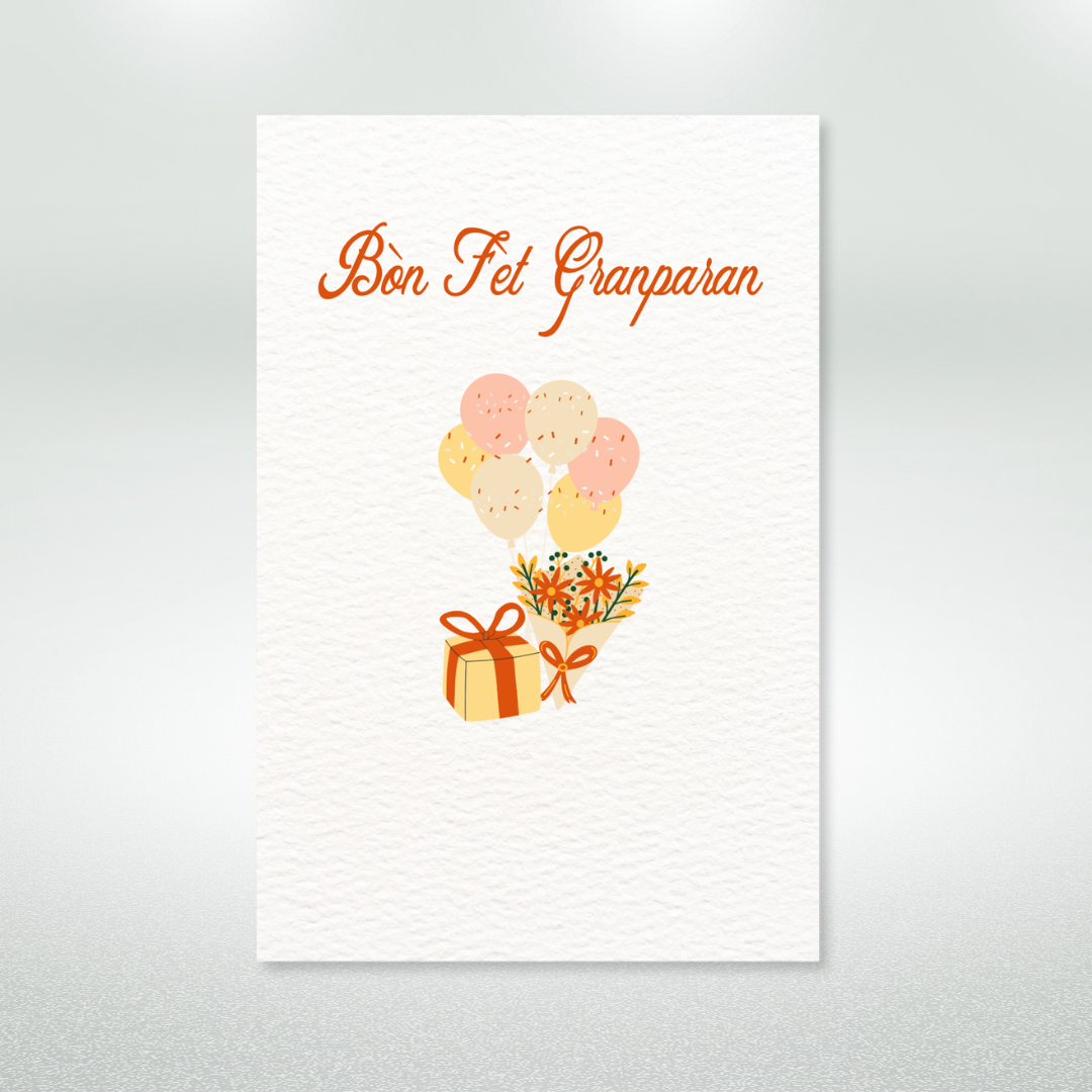 Bòn Fèt Granparan Postcard Style Greeting Card for Grandparent
