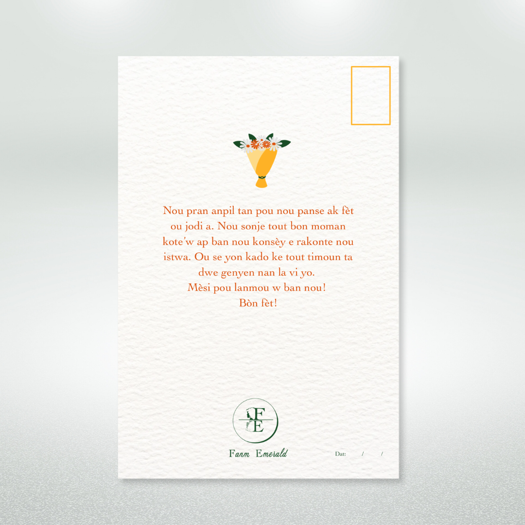 Bòn Fèt Granparan Postcard Style Greeting Card for Grandparent