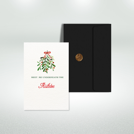 Meet Me Underneath the Mistletoe Postcard Style Greeting Card