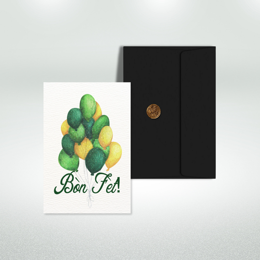 Bòn Fèt Postcard Style Greeting Card