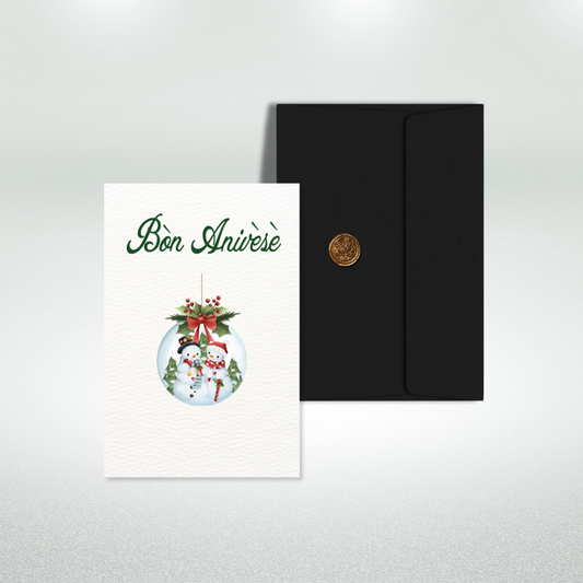 Bòn Anivèsè Postcard Style Greeting Card