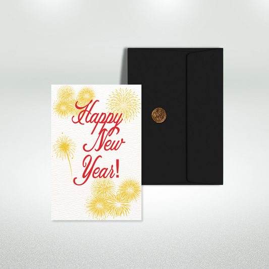 Happy New Year Postcard Style Greeting Card