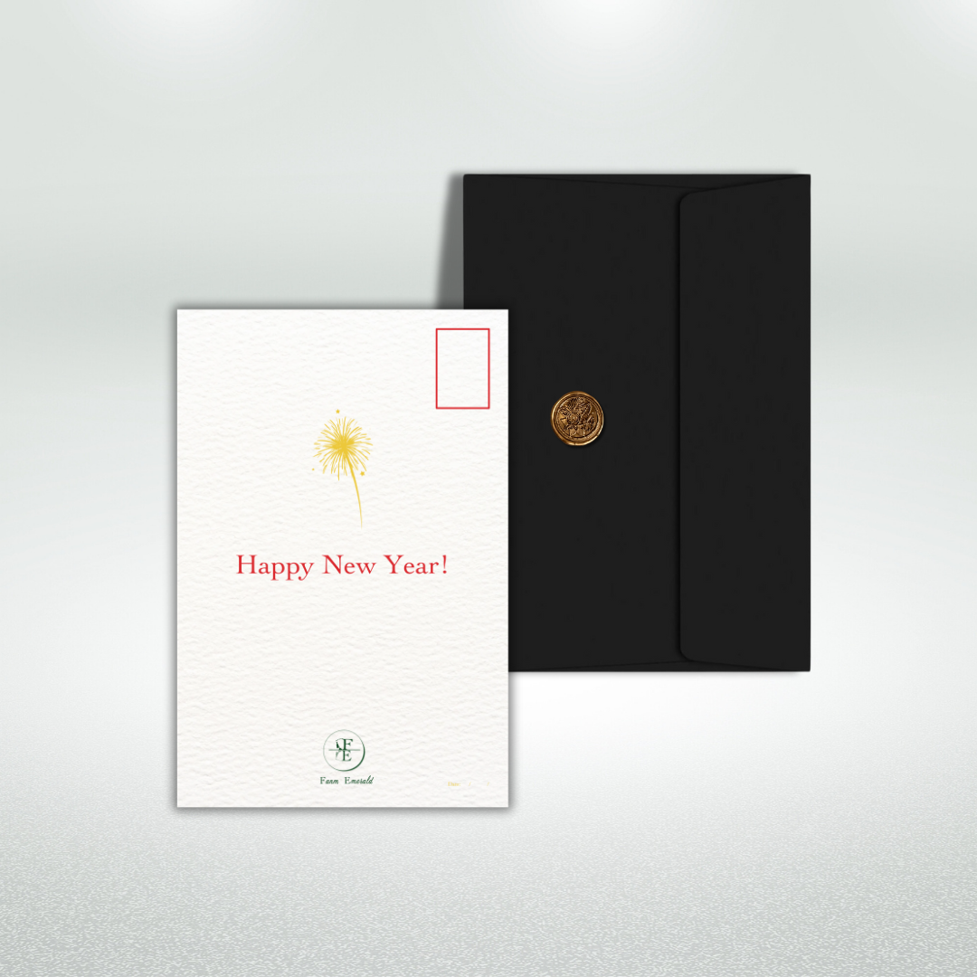 Happy New Year Postcard Style Greeting Card