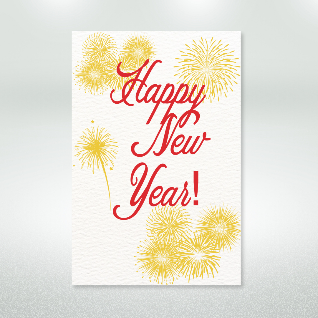 Happy New Year Postcard Style Greeting Card