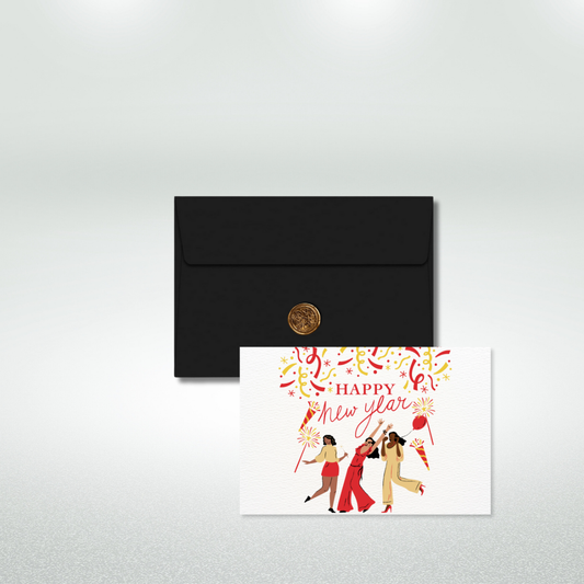Happy New Year Postcard Style Greeting Card