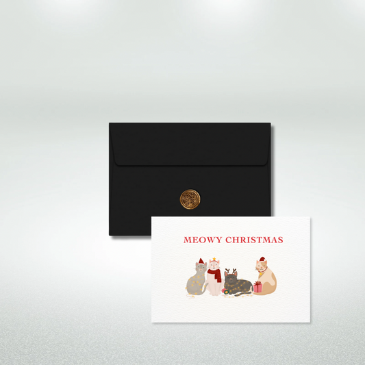Meowy Christmas Postcard Style Greeting Card