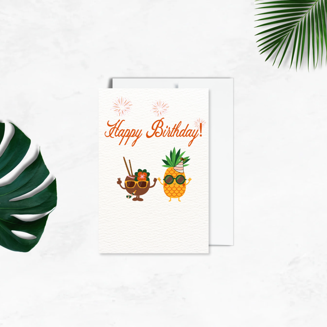 Tropical Happy Birthday Postcard Style Greeting Card