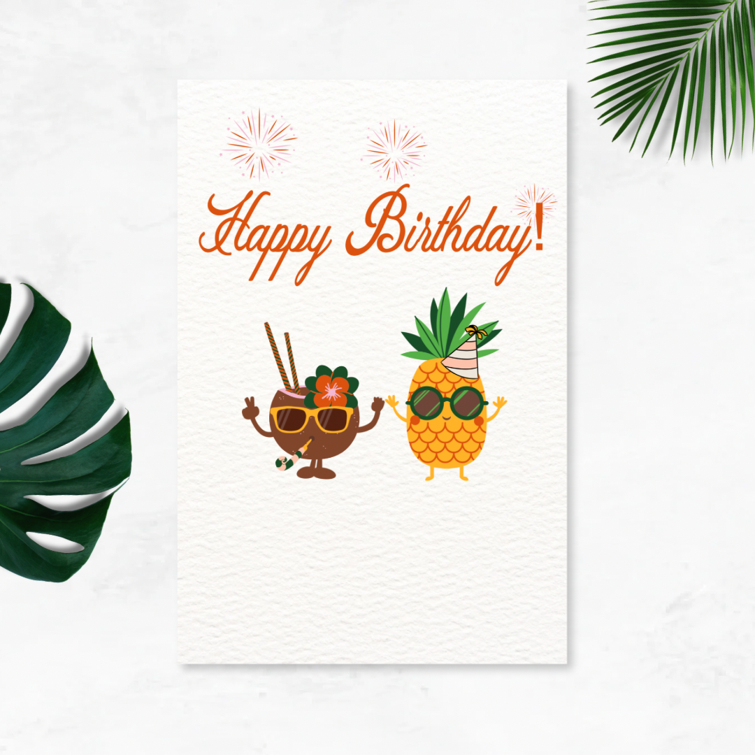 Tropical Happy Birthday Postcard Style Greeting Card