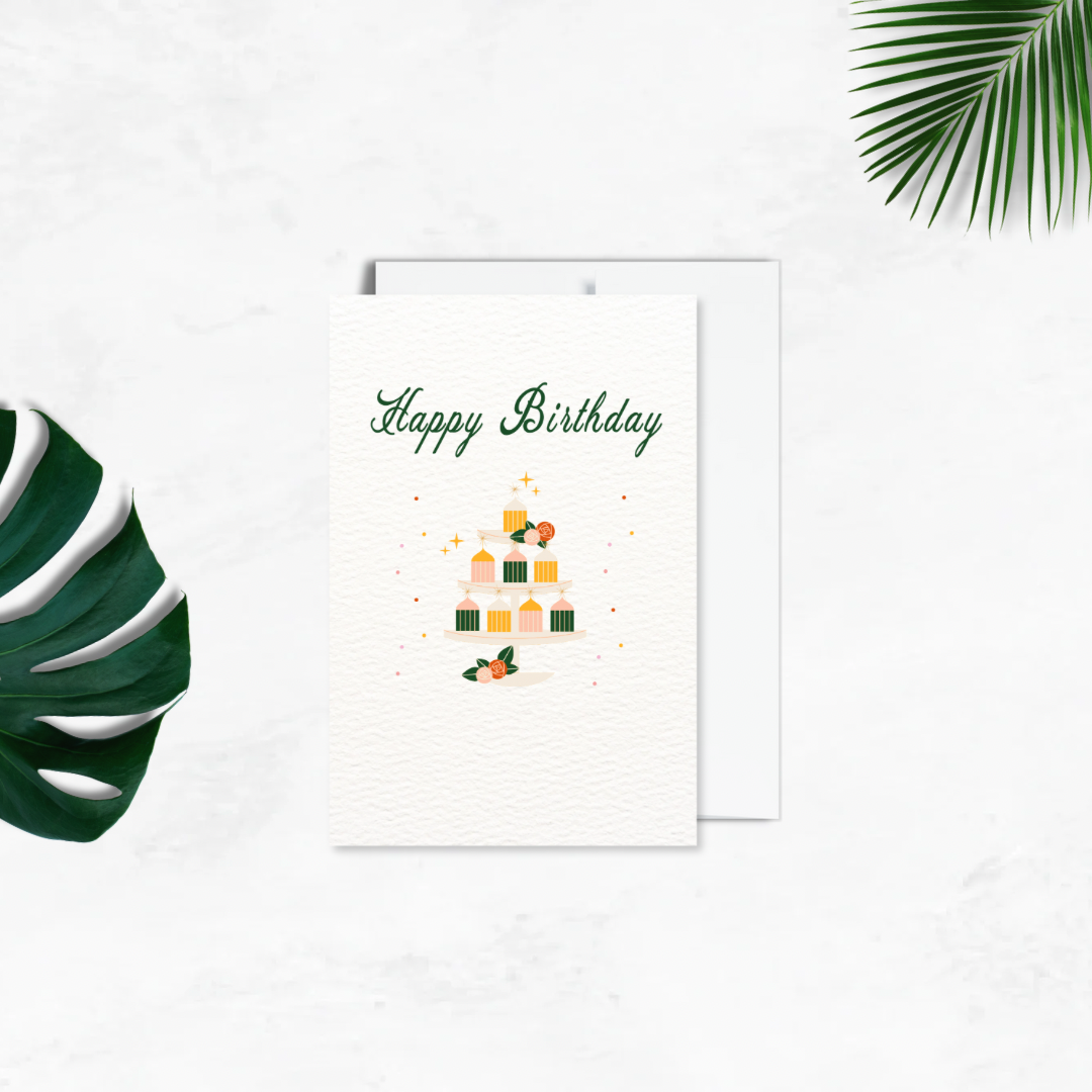 Elegant Happy Birthday Postcard Style Greeting Card