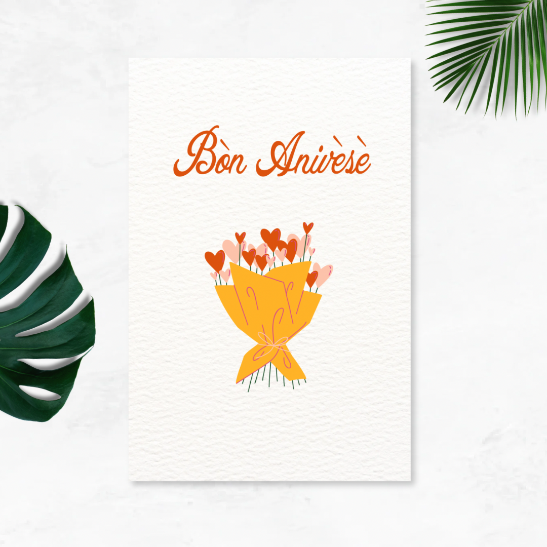 Bòn Anivèsè Postcard Style Greeting Card