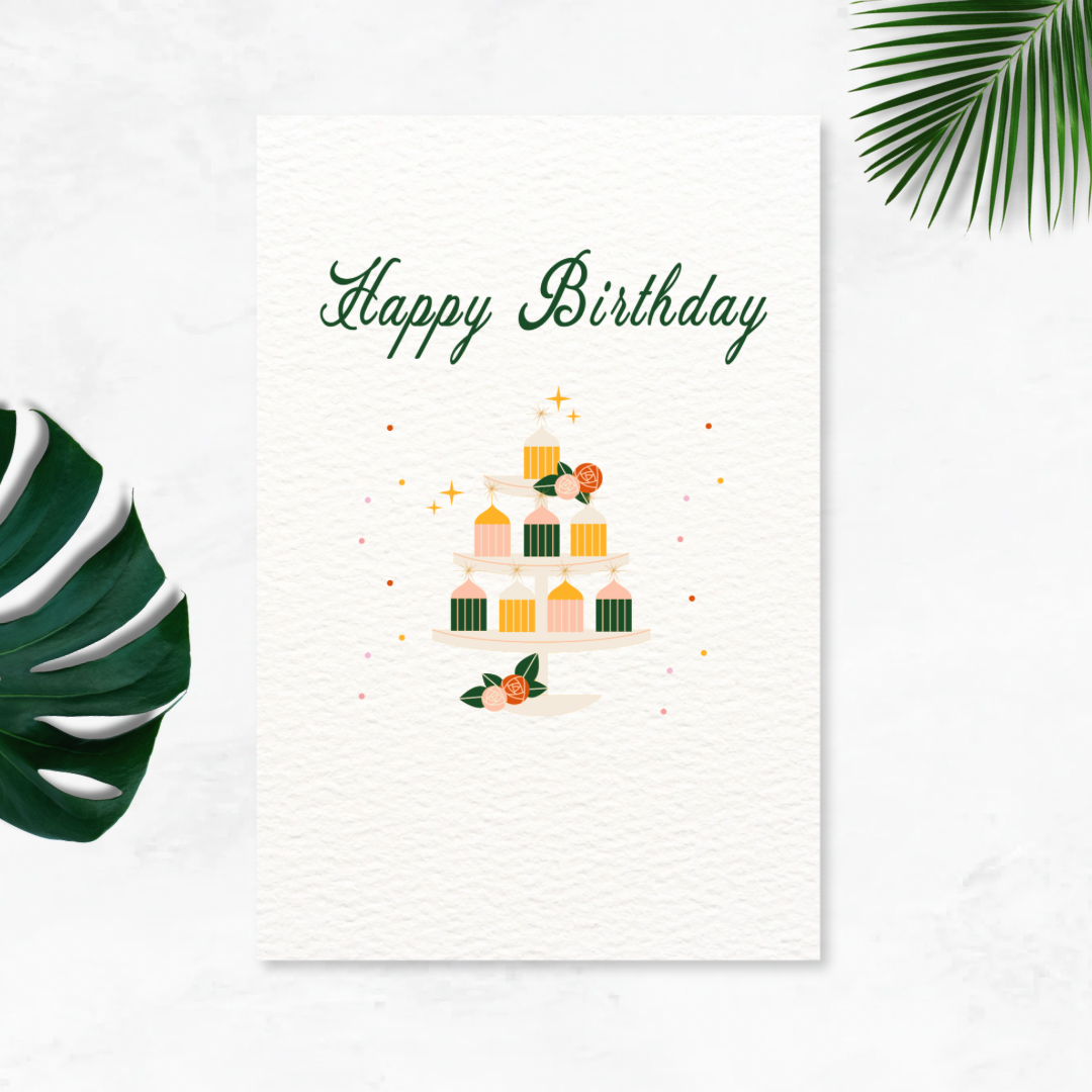 Elegant Happy Birthday Postcard Style Greeting Card