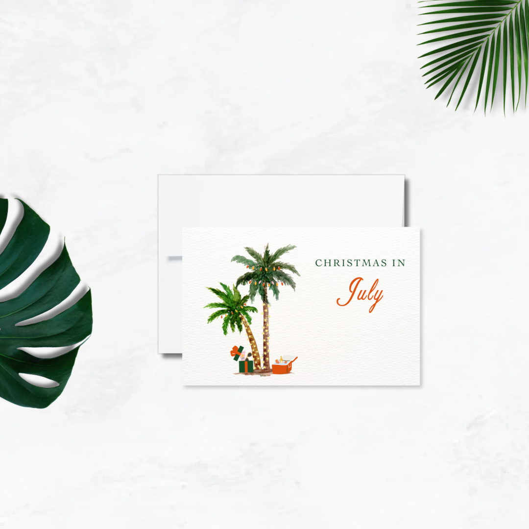 Tropical Christmas in July Postcard Style Greeting Card