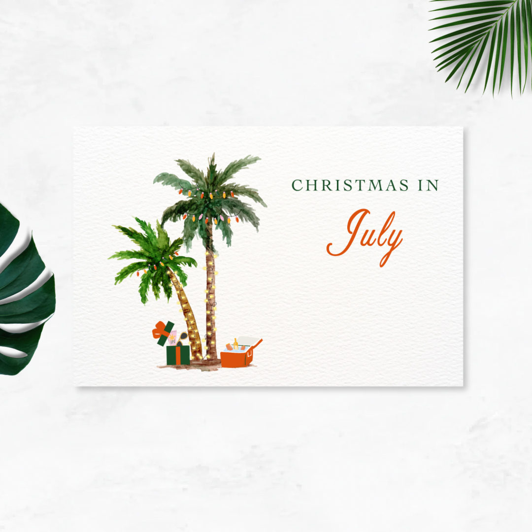 Tropical Christmas in July Postcard Style Greeting Card