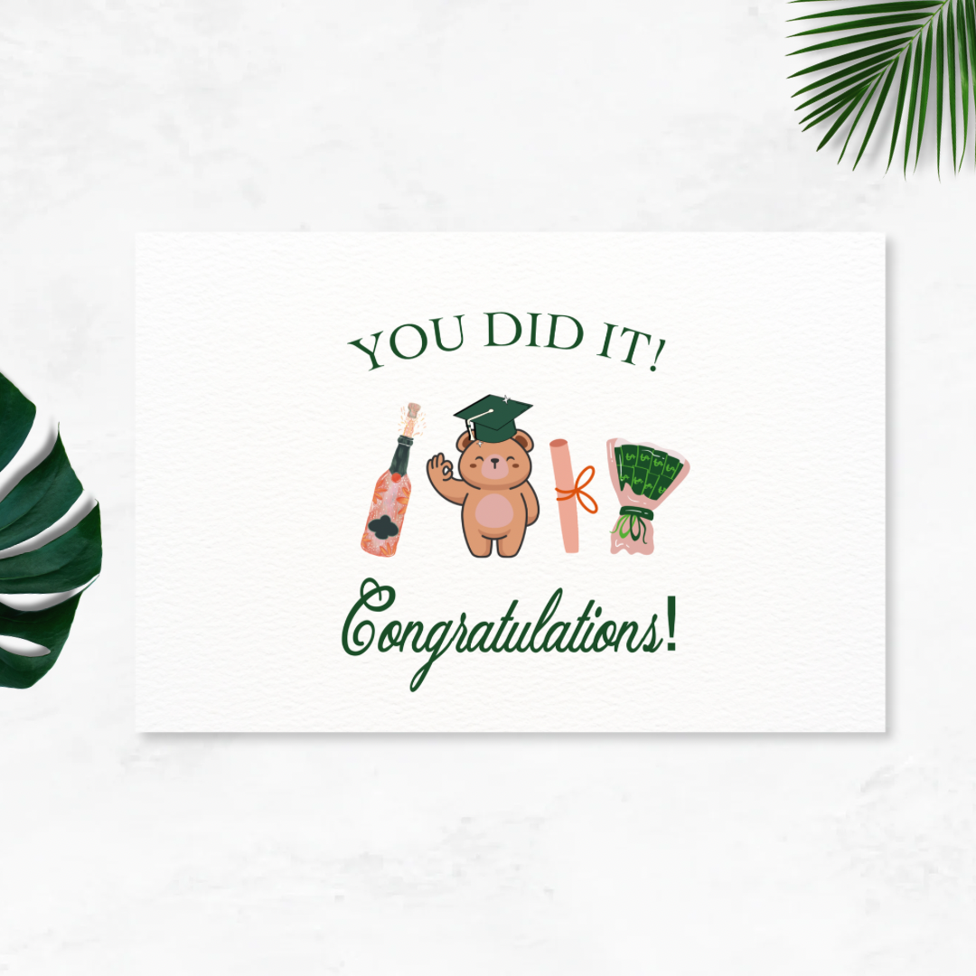 You Did It! Graduation Postcard Style Greeting Card