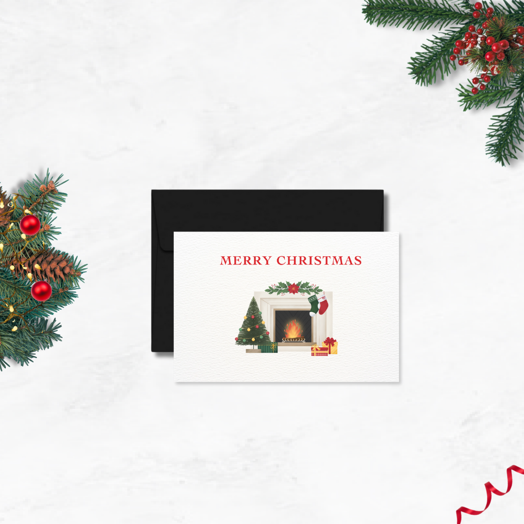 Merry Christmas Postcard Style Greeting Card