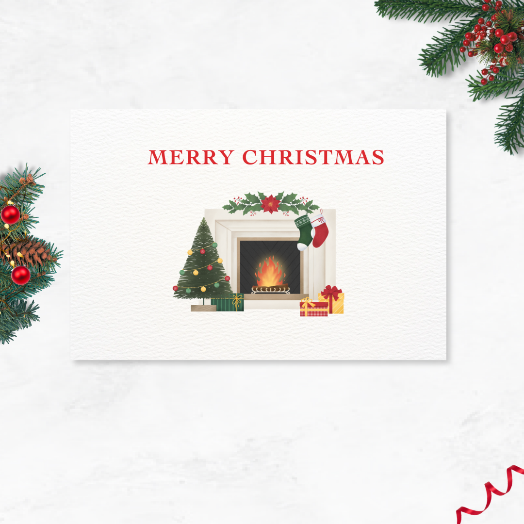 Merry Christmas Postcard Style Greeting Card