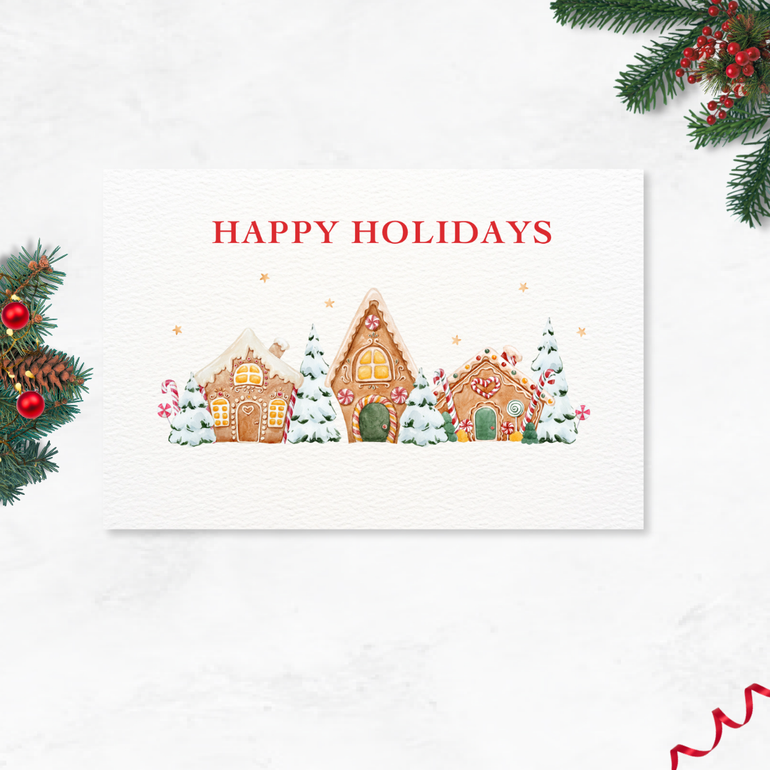 Happy Holidays Postcard Style Greeting Card