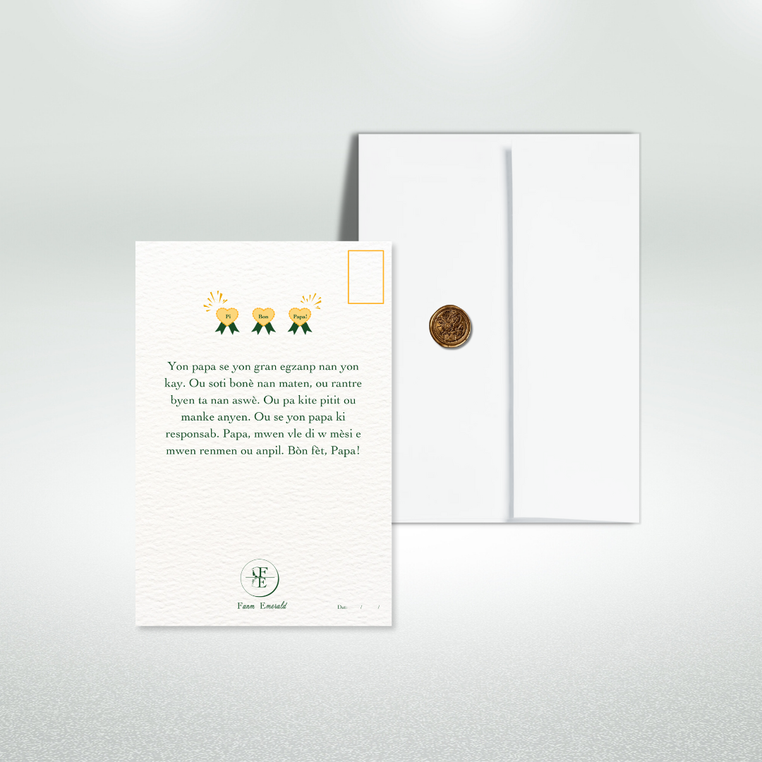 Bòn Fèt Papa Postcard Style Greeting Card for Dad