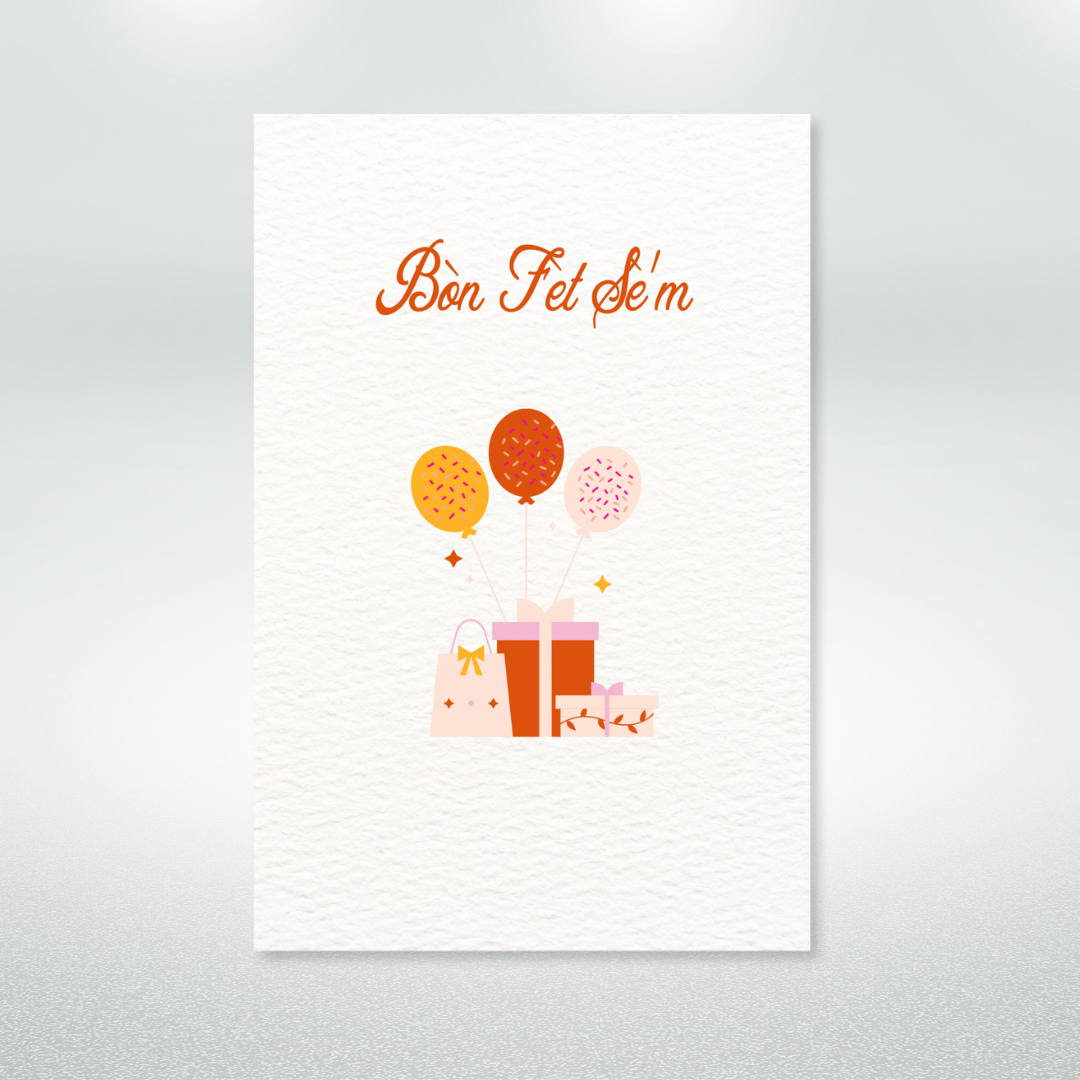 Bòn Fèt Sè’m Postcard Style Greeting Card for Sister