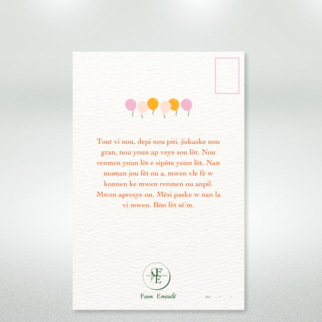 Bòn Fèt Sè’m Postcard Style Greeting Card for Sister