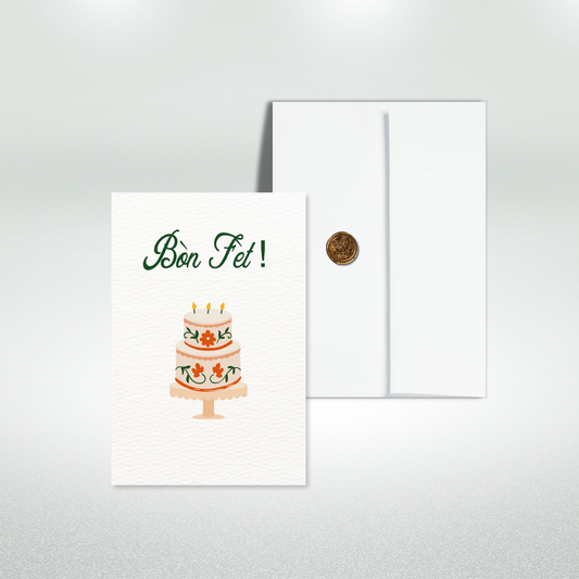 Bòn Fèt Postcard Style Greeting Card