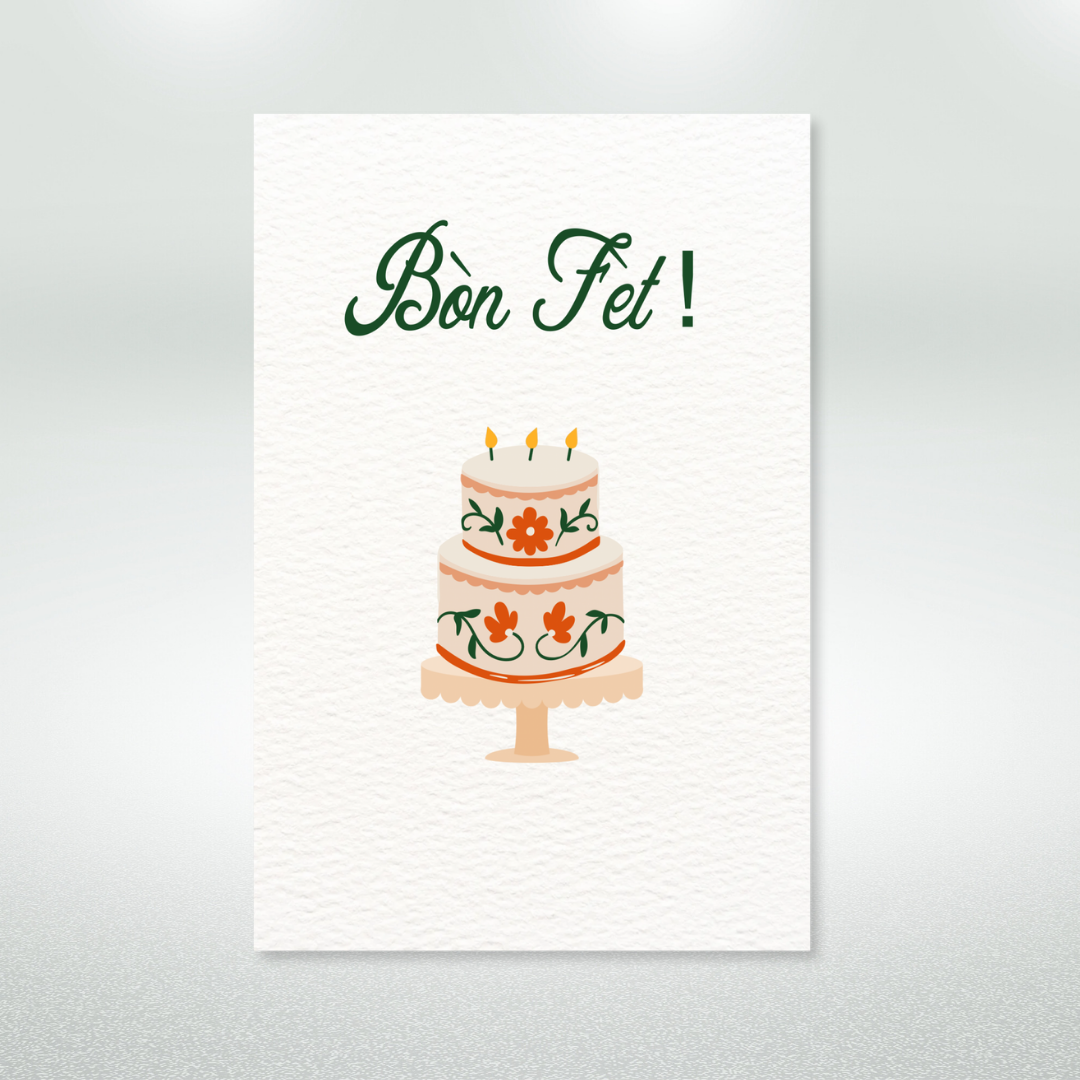 Bòn Fèt Postcard Style Greeting Card