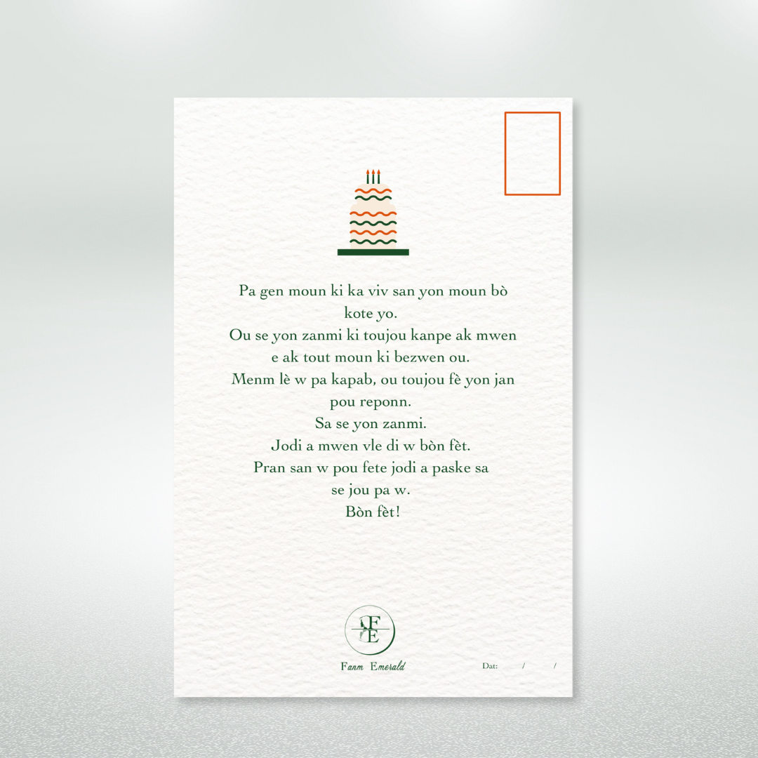 Bòn Fèt Postcard Style Greeting Card
