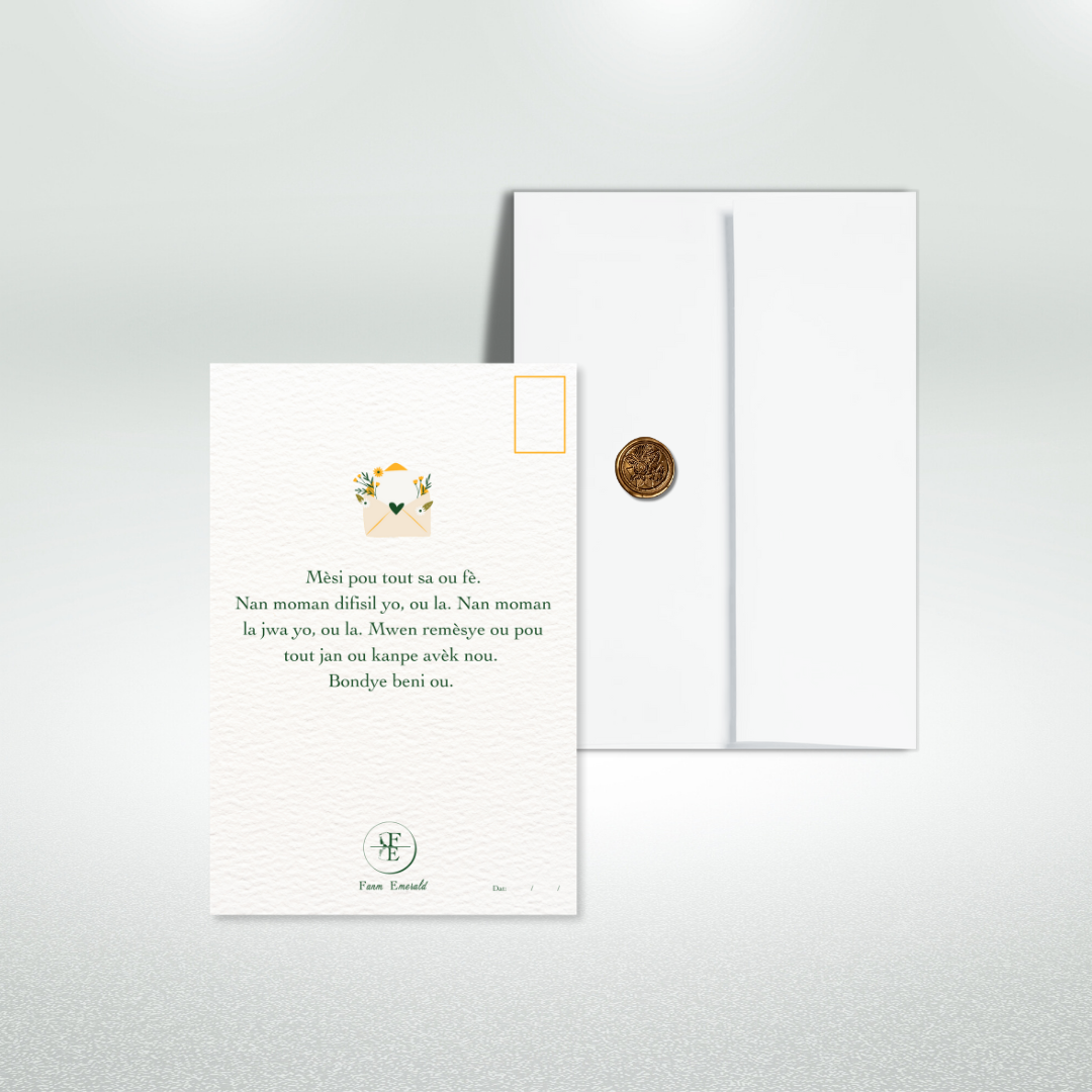 Mèsi Anpil Postcard Style Greeting Card