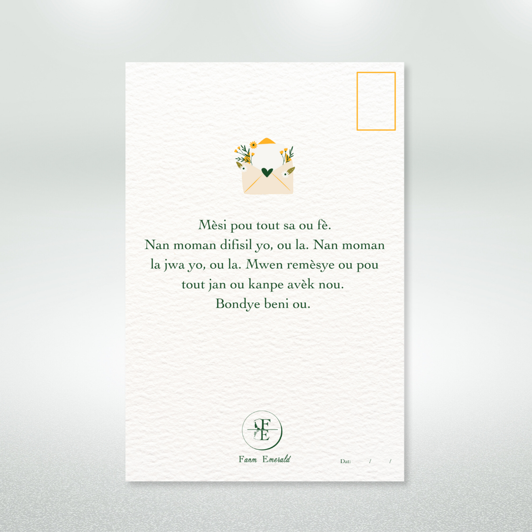 Mèsi Anpil Postcard Style Greeting Card