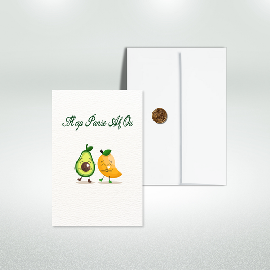 M’ap Panse Ak Ou Postcard Style Greeting Card