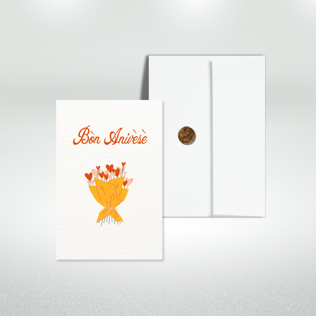 Bòn Anivèsè Postcard Style Greeting Card