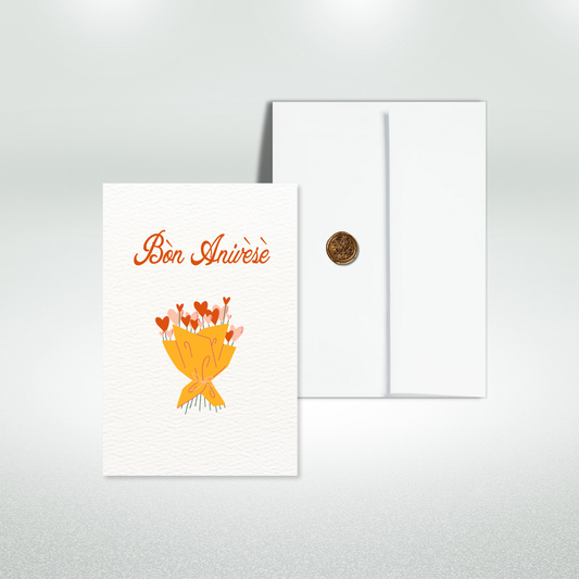 Bòn Anivèsè Postcard Style Greeting Card