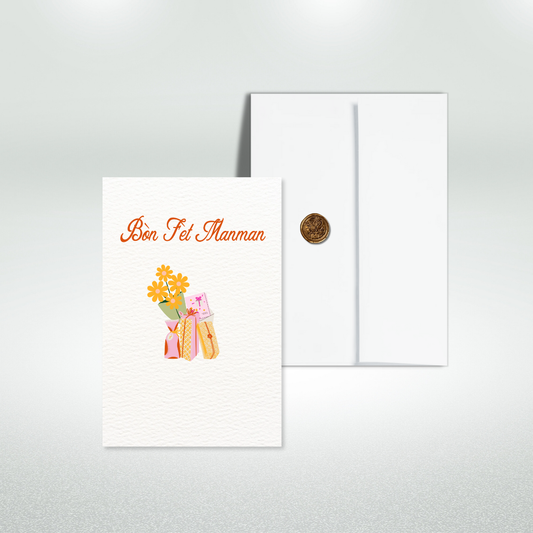 Bòn Fèt Manman Postcard Style Greeting Card for Mom