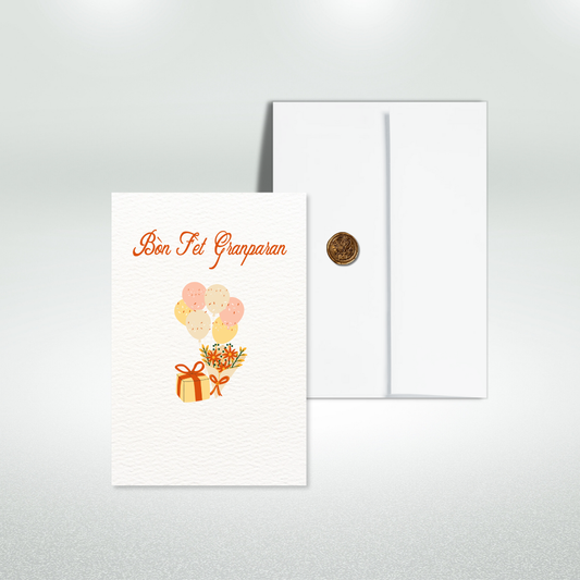 Bòn Fèt Granparan Postcard Style Greeting Card for Grandparent