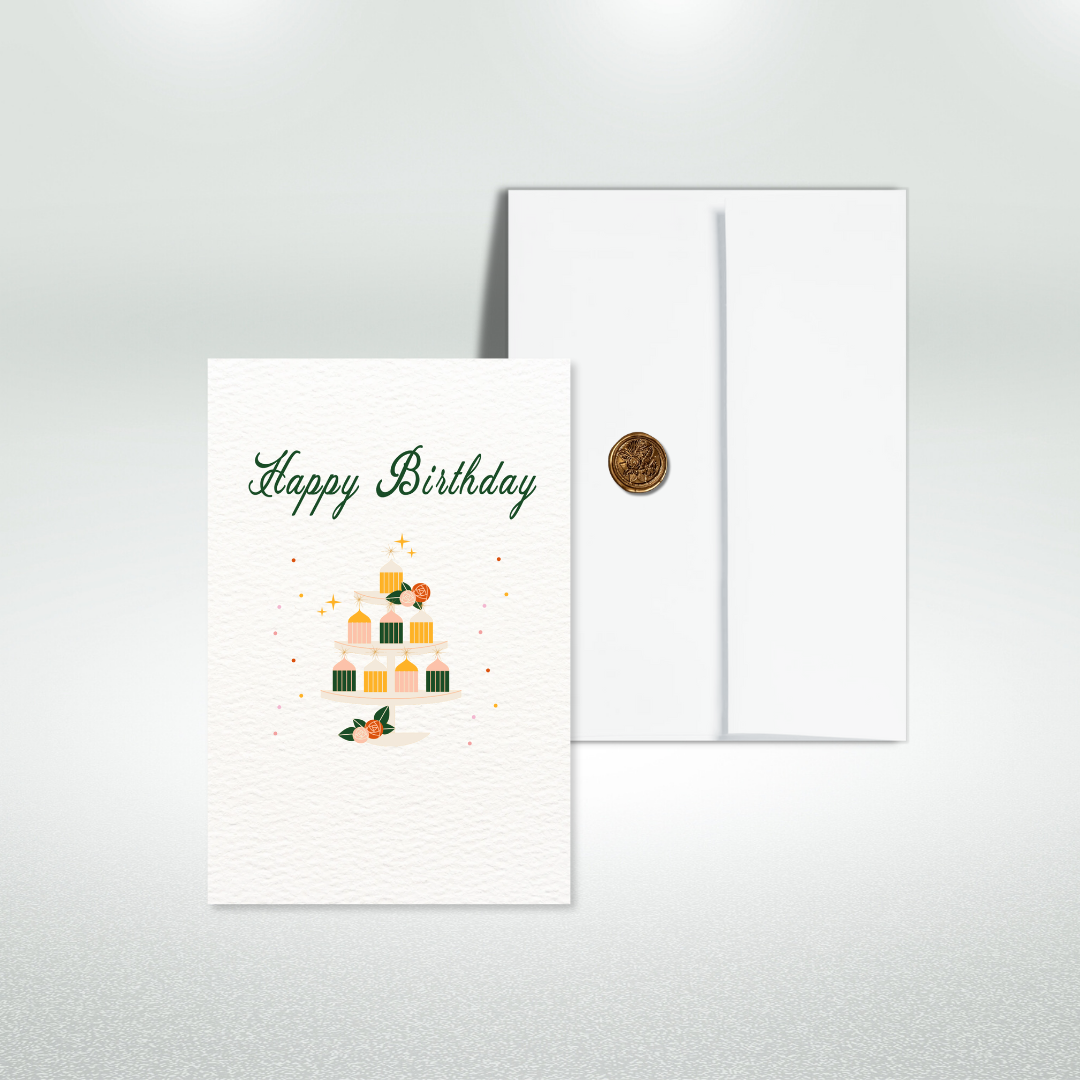 Elegant Happy Birthday Postcard Style Greeting Card